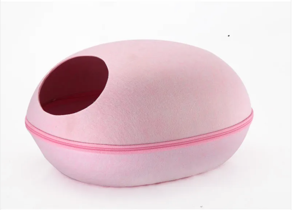 Barkable Eggshell Cat Cave — Felt, Removable Lid