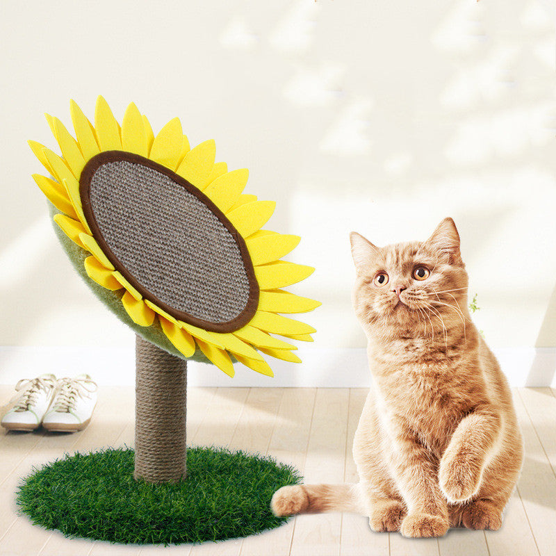 Barkable Sunflower Scratching Post — Sisal, Grass Base