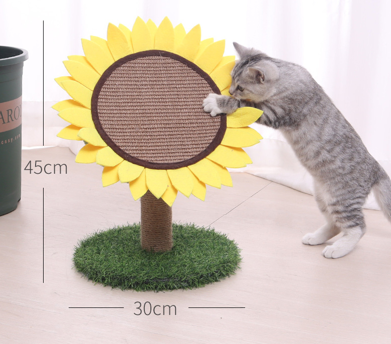 Barkable Sunflower Scratching Post — Sisal, Grass Base