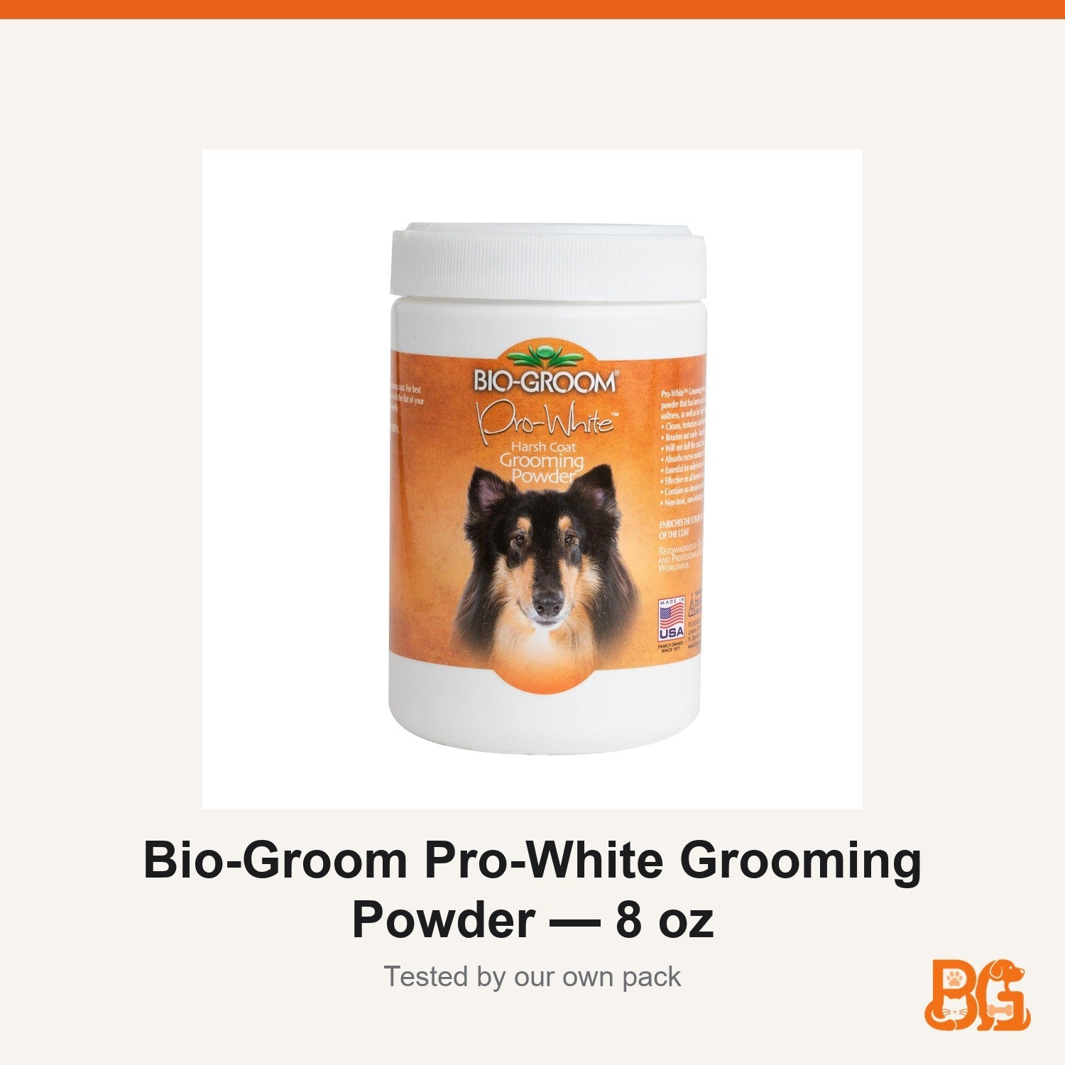 Bio-Groom Pro-White Grooming Powder — 8 oz