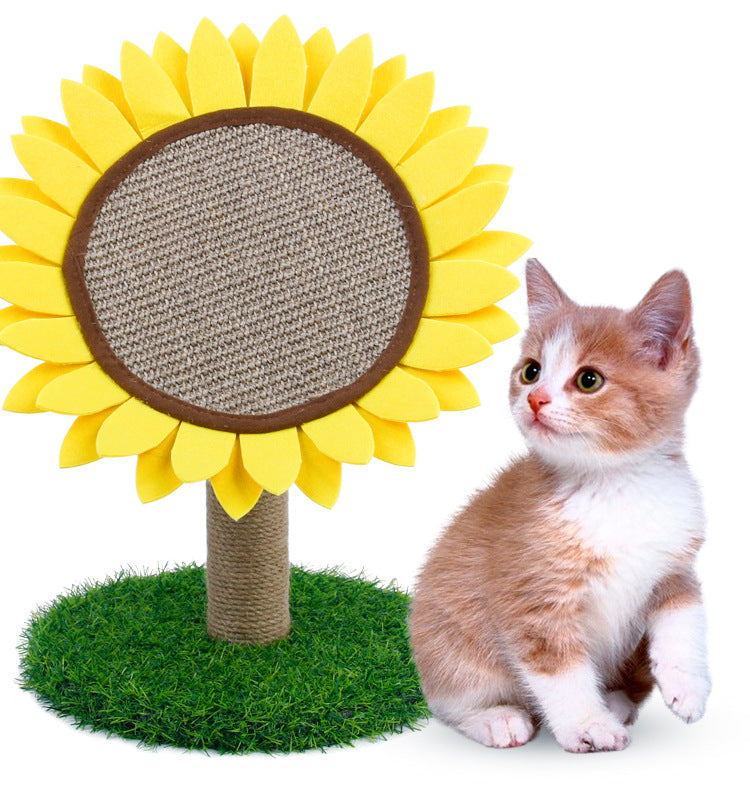 Barkable Sunflower Scratching Post — Sisal, Grass Base