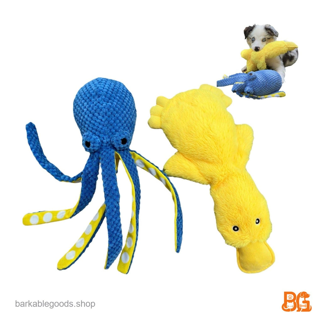 Barkable Duck & Octopus Crinkle Toys — No-Stuffing Pair