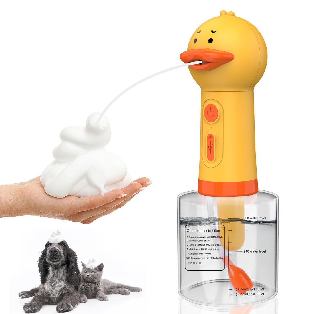 Katoggy Electric Foaming Shampoo Dispenser for Dog and Cat Bathing Rechargeable Soap Dispenser for Pet Bathing Bathroom Kitchen Sink Toilet Cleaning