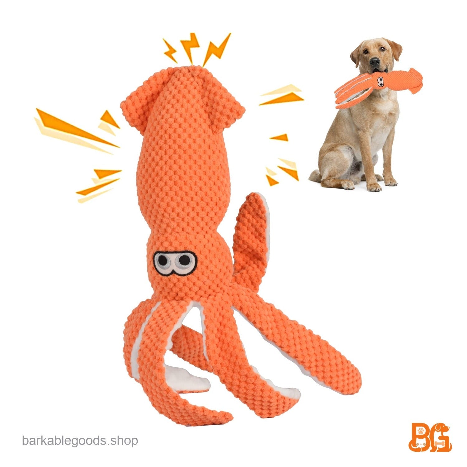 Barkable Plush Squeaky Toy — Orange